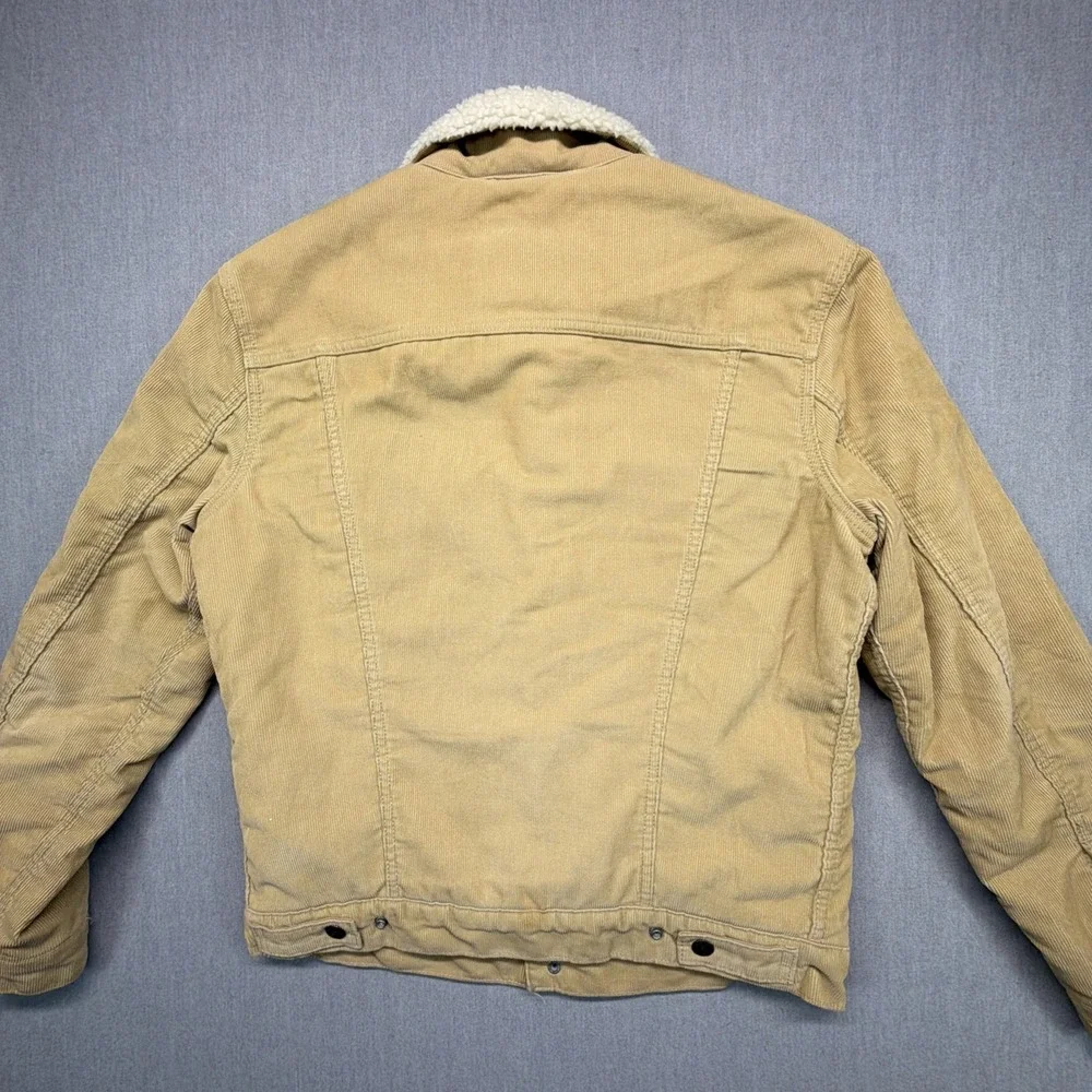 Levi's Sherpa Lined Corduroy‎ Tan Trucker Jacket Mens M Beige Levi Strauss Coat